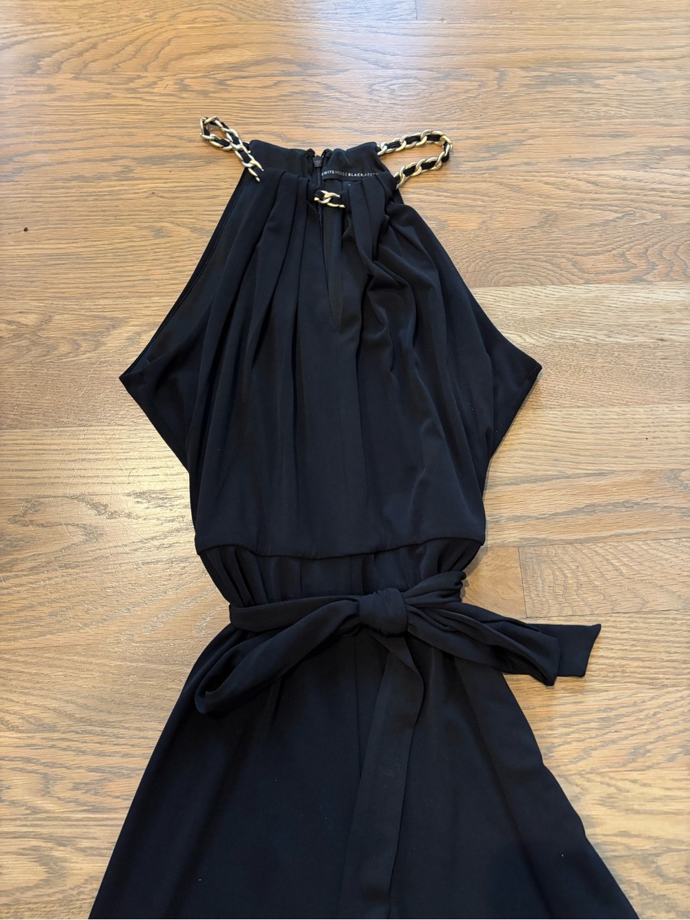 White House Black Market Black Halter Chain-Detail Wide-Leg Jumpsuit - Picture 3 of 4
